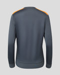 Back view of grey and orange Rangers training sweatshirt with contrasting shoulder panels