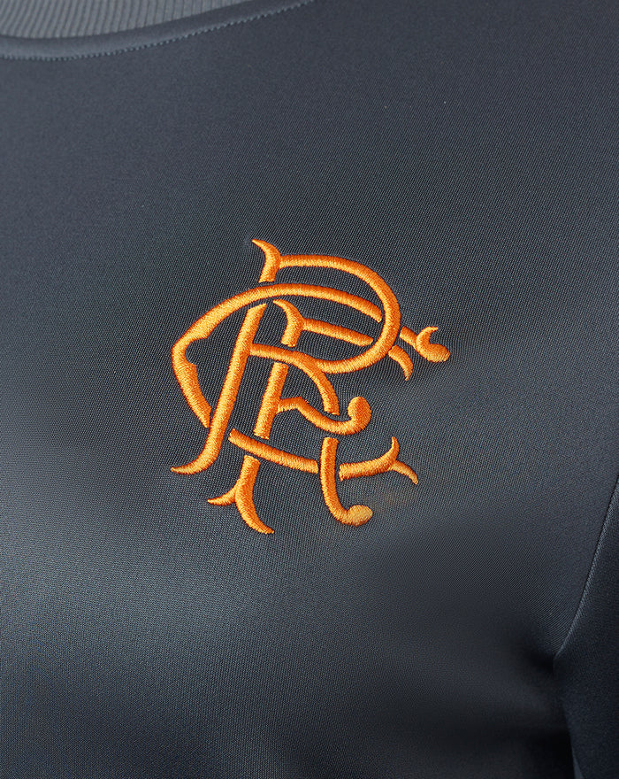 Grey women's training sweatshirt with orange club crest embroidery on the chest.