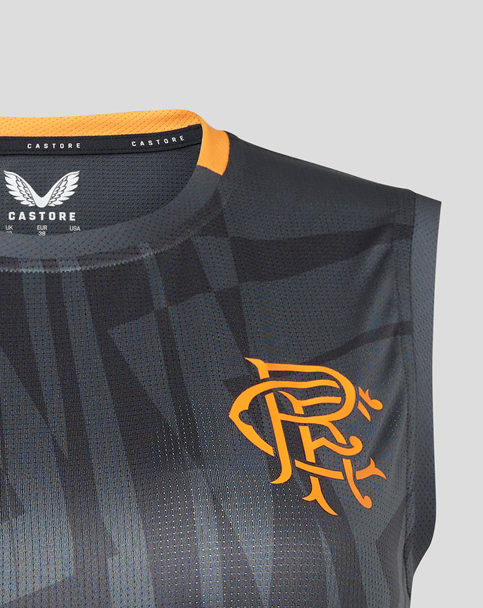 Dark grey training vest with orange collar trim and a club crest on the chest with Castore branding at the neck