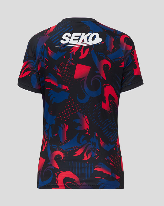 Back view of the Rangers Third Shirt featuring a Castore label patch on the lower back amid the abstract print.