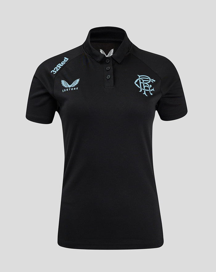 Black Rangers Pro Coaches presentation polo with left chest crest and 32Red branding on the shoulder and a three button placket