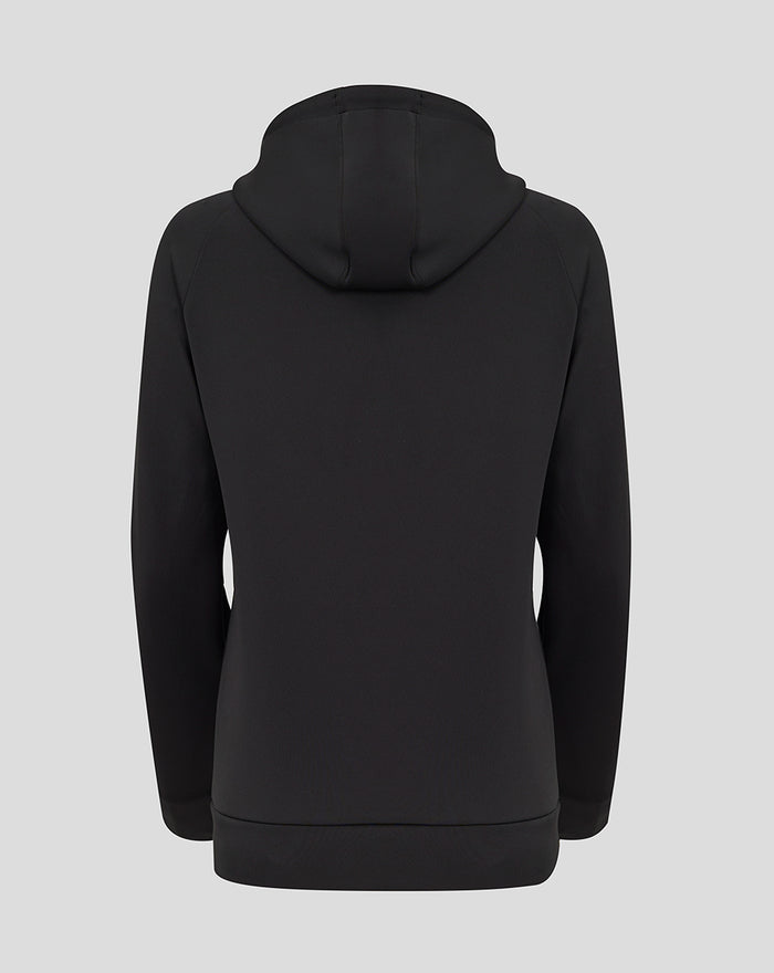 Back view of black Rangers Pro Coaches Scuba hoodie with attached hood