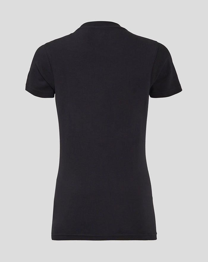 Back view of black Rangers Pro Coaches Logo T Shirt with plain back