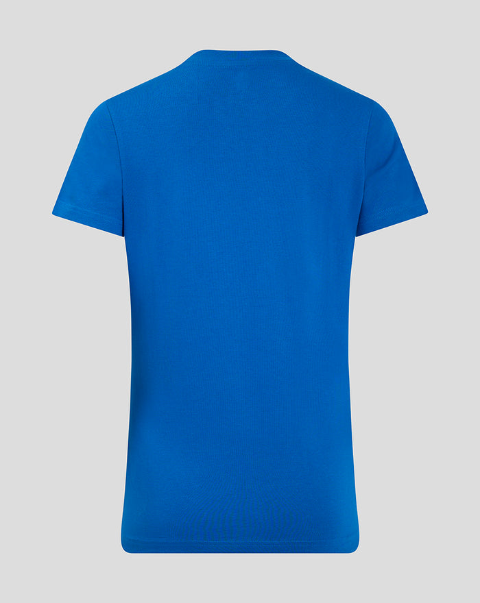 Blue Rangers crest T shirt front view with large white crest graphic on chest
