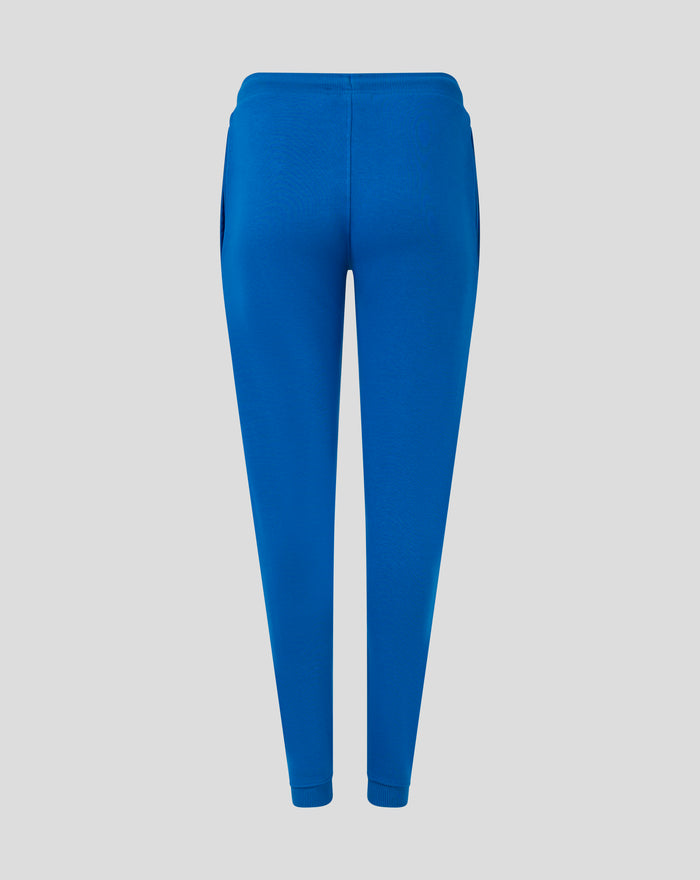 Back view of blue Women's Rangers FC Core Joggers with elastic waistband and a red crest on the right hip.