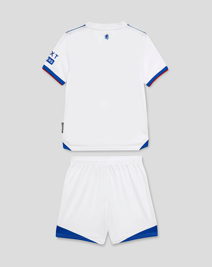 Infant Rangers FC 25/26 Away kit white jersey with blue trim and matching shorts