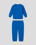 Back view of blue infant core sweatshirt set with crewneck top and matching pants