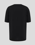 Back view of black Rangers junior crest tee showing a plain back and crew neck