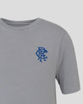 Back view of light grey heather Rangers crest tee showing ribbed crew neck