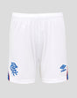 Back view of white Junior 25/26 Away Shorts showing crest on the left leg and Umbro logo on the right leg.