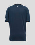 Back view of navy Rangers junior third shirt with small white crest at the neckline.
