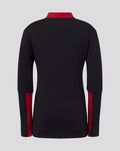 Back view of black junior training top with red collar and red sleeve inserts