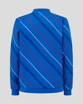 Back view of blue Junior 25/26 Home Matchday Jacket featuring diagonal red and white stripes.