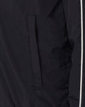 Close up of black travel track jacket pocket on the front panel