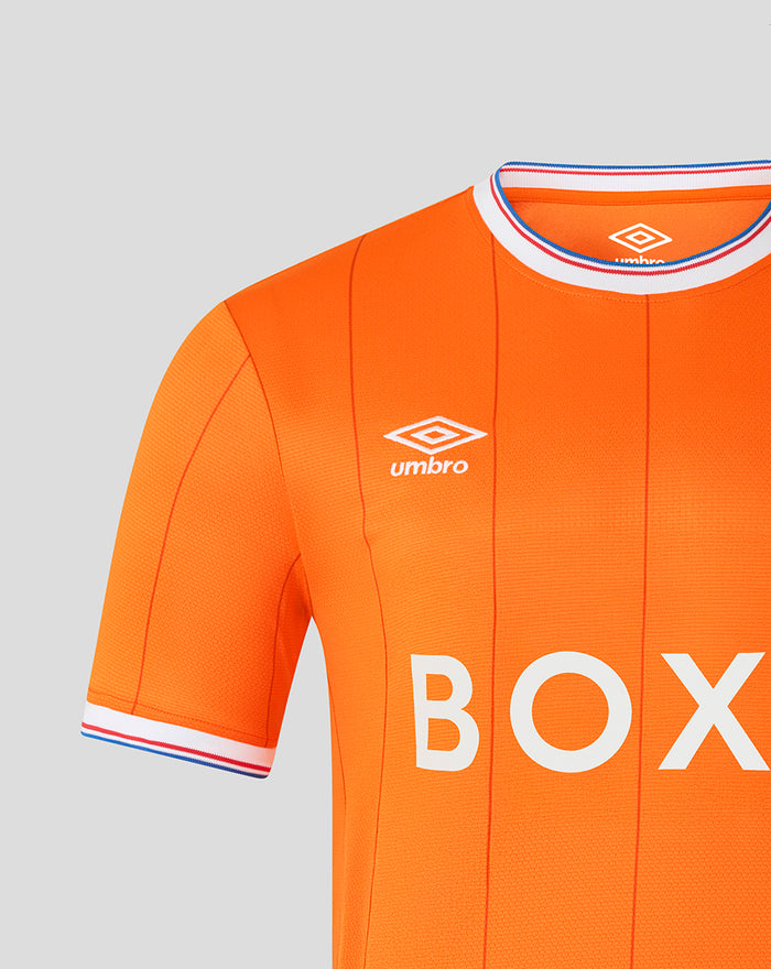 Rangers orange Umbro replica shirt with white collar trim and BOX across the chest.