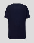 Back view of a navy IBROX varsity tee showing a plain dark fabric with short sleeves