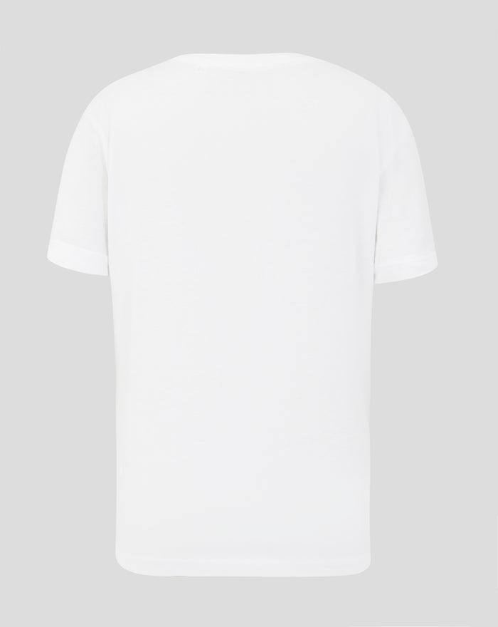 Back view of a plain white Junior Coordinates T Shirt on a light gray background