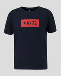 Navy junior 1872 Lion varsity T shirt with red 1872 rectangle graphic on the chest