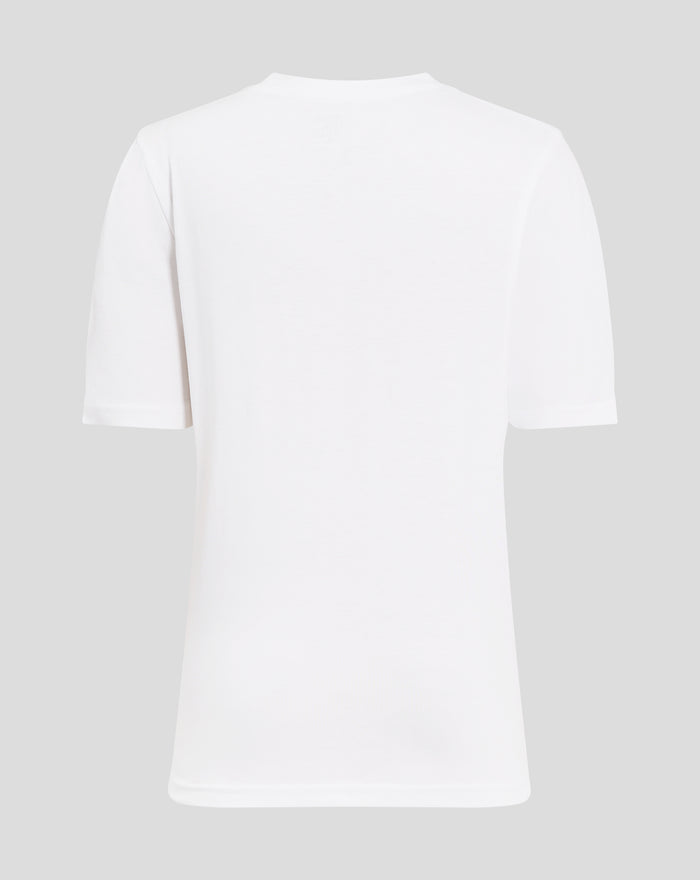 Back view of a plain white Junior Classic Cotton Rangers T-shirt