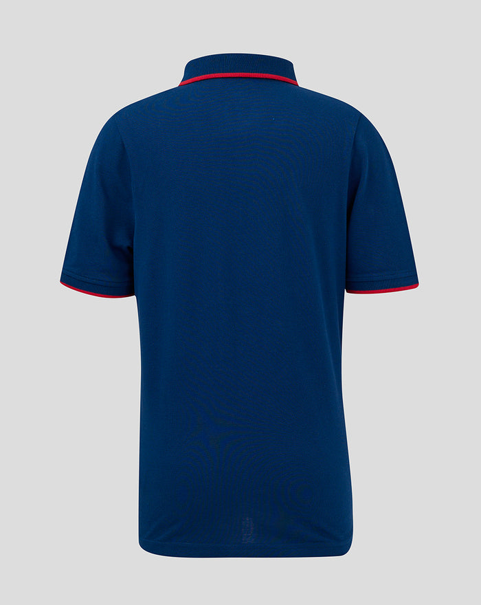Back view of navy Junior Classic Polo showing red collar trim