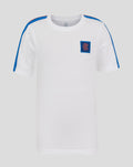 White Rangers T-shirt with blue shoulder stripes and a small crest patch on the chest.