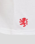 White Junior Classic Cotton Rangers T-Shirt featuring a red lion crest near the hem