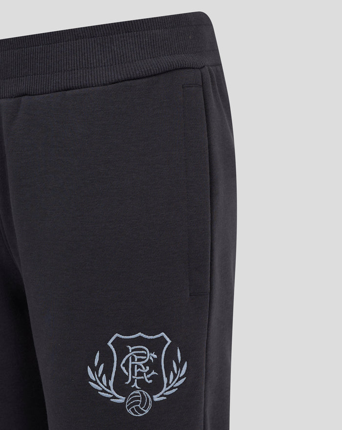 Back view of dark brown joggers showing a single back welt pocket