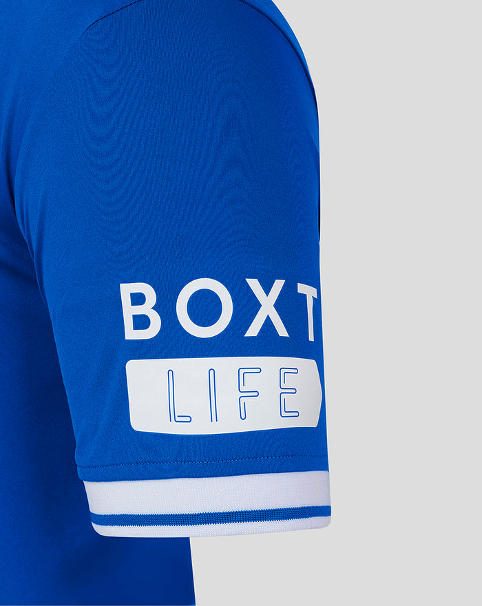 Blue Rangers jersey sleeve featuring BOX LIFE patch detail