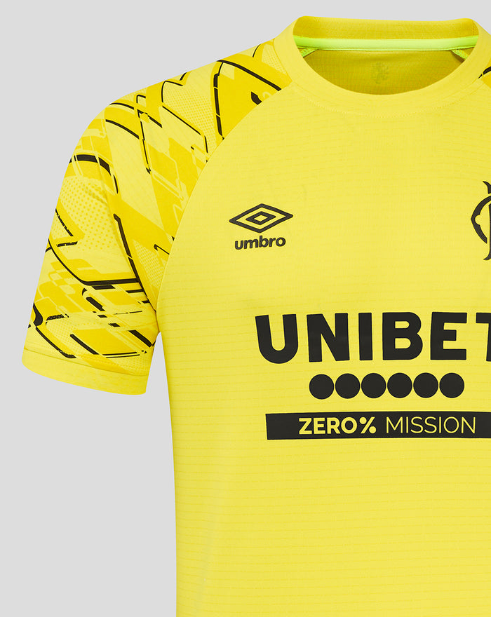 Yellow Rangers FC men's 25/26 home goalkeeper shirt with Umbro logo on the right chest, club crest on the left, and UNIBET sponsor across the front.