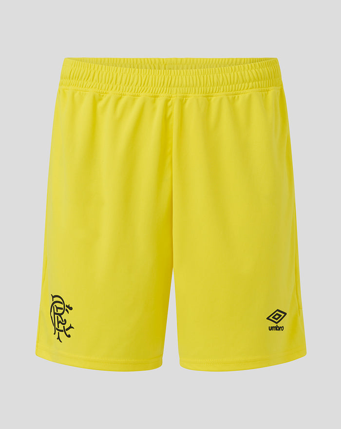 Yellow Rangers FC men's 25/26 home goalkeeper shorts with crest and Umbro logo