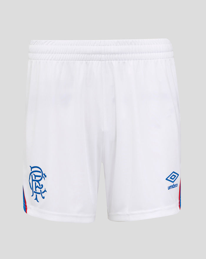 White Rangers FC Pro Away Shorts with the club crest on the left leg and Umbro logo on the right leg