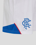 White Rangers FC Pro Away shorts with blue lower panels and red trim, crest on the right thigh