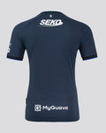 Back view of navy Rangers away Pro shirt showing SEKO across the upper back, MyGuava at the lower back, and a small crest at the neckline.