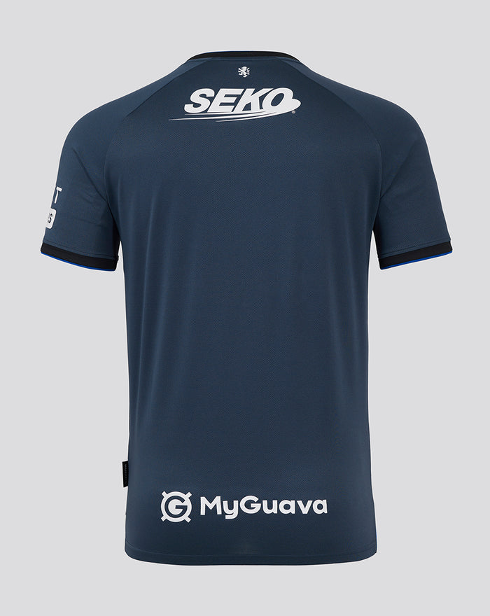 Back view of the navy Rangers Third shirt with SEKO logo across the upper back and MyGuava at the hem