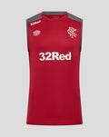 Rangers mens training vest in rhythmic red with gray shoulders and prominent 32Red logo