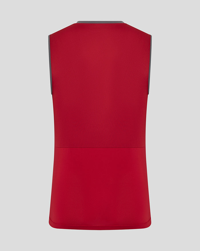 Back view of MENS 25/26 Players Training Vest in rhythmic red with grey trim.