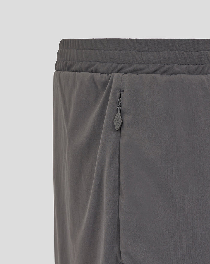 Close up of the waistband and zip pocket on mens Thunderstorm training knit shorts
