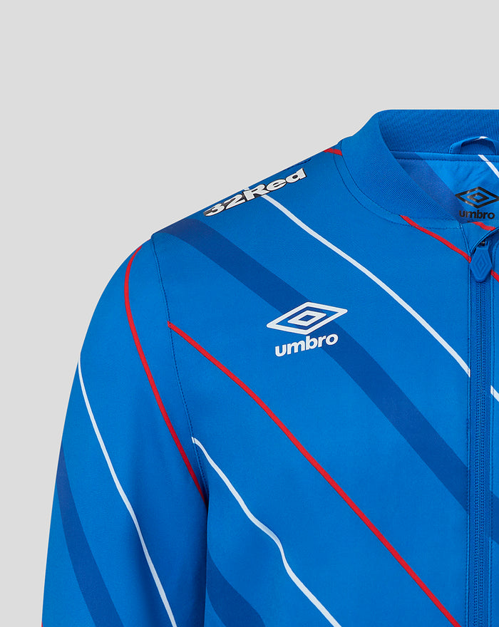 Blue unisex home matchday jacket with full front zip collar and Umbro logo plus club crest.