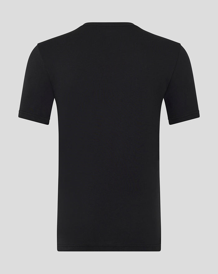 Back view of black Junior 25/26 presentation logo T-shirt with plain smooth fabric.