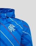 Blue unisex matchday packable shower jacket chest area with white club crest and red diagonal stripe