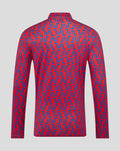 Back view of the red and blue geometric patterned unisex matchday quarter zip jersey