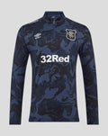 Unisex navy camouflage quarter zip top with collar; club crest on the chest and 32Red across the front
