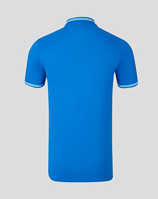 Back view of blue Rangers Classic Polo showing clean silhouette and short sleeves.