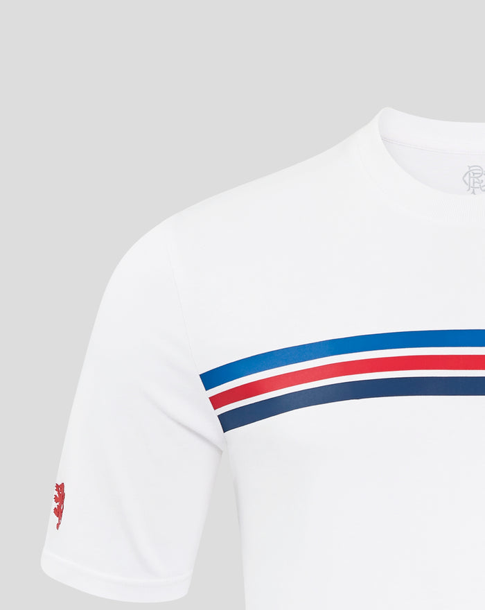 White Ranger T shirt with ribbed crew neck and subtle left chest club crest.