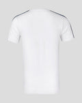 Back view of white cotton Ranger T shirt with navy shoulder trim
