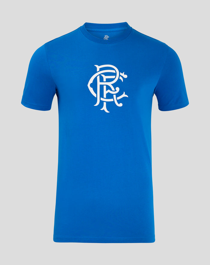 Blue Rangers Charity Crest Tee with a large white crest graphic centered on the chest.
