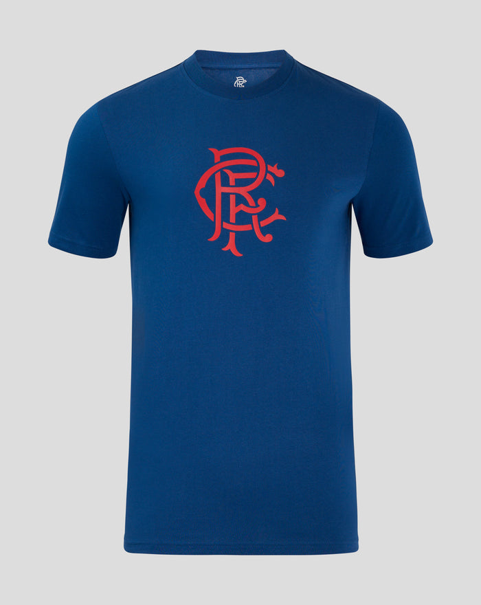 Navy Rangers FC Core Crest T Shirt with bold red crest centered on the chest