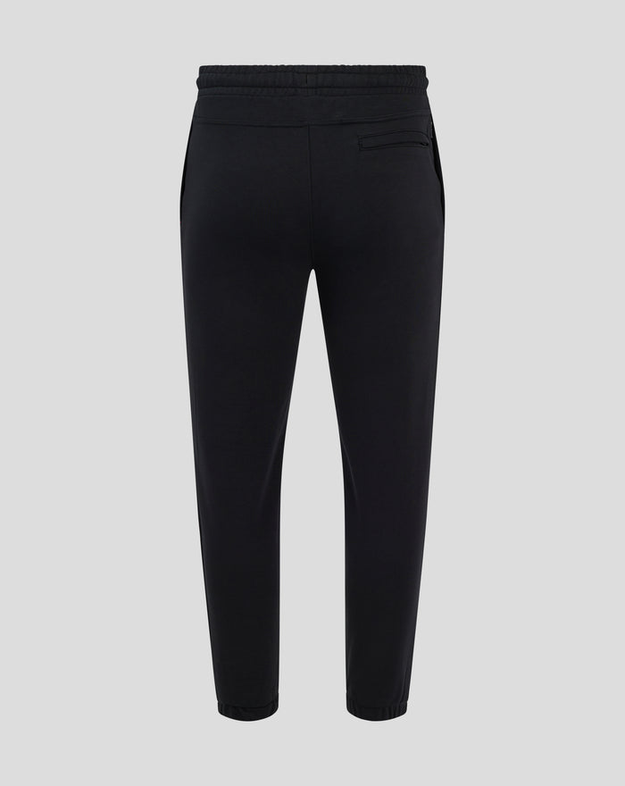 Rear view of black Rangers FC lifestyle joggers showing elastic waistband and welted back pocket