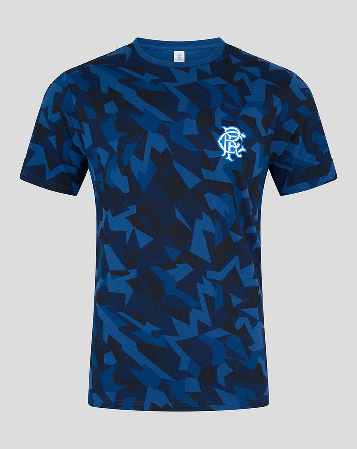 Blue Rangers patterned T shirt with crest on the chest
