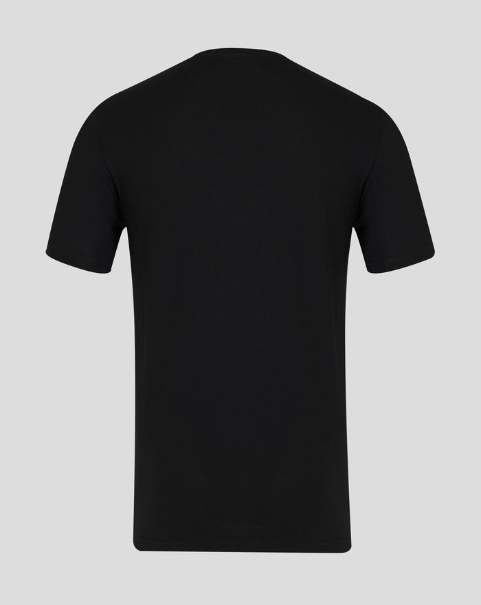 Back view of a plain black unisex Rangers changing room T shirt with no front graphics